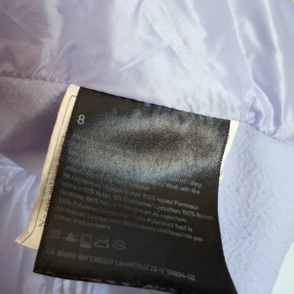 Lululemon Jacket Sz 8 Full Zip Puffer Detachable Hood Zip Pastel Blue W4BT6S - Picture 7 of 10